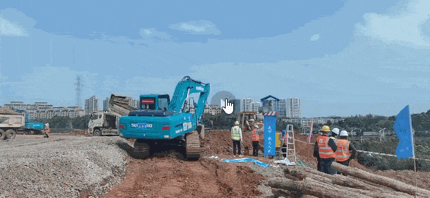 冲锋一线显担任！银河集团9873cm智能挖掘机助力长沙方舱医院建设
